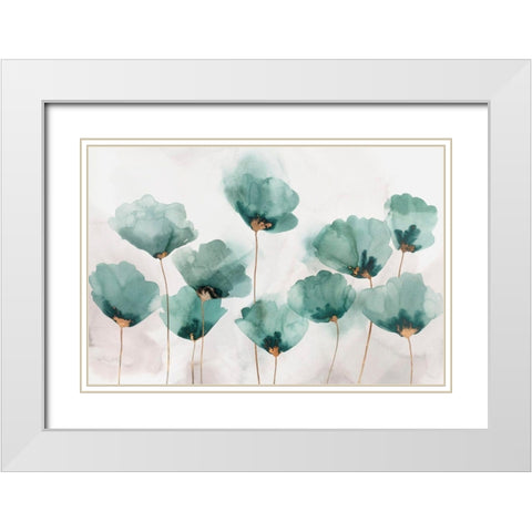 Emerald Gathering White Modern Wood Framed Art Print with Double Matting by Isabelle Z