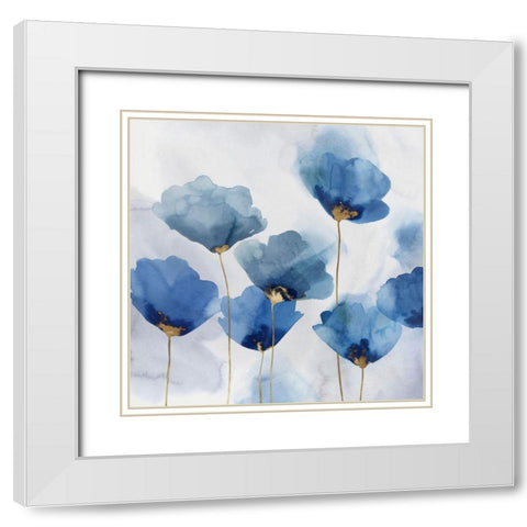 Pretty in Blue I White Modern Wood Framed Art Print with Double Matting by Isabelle Z