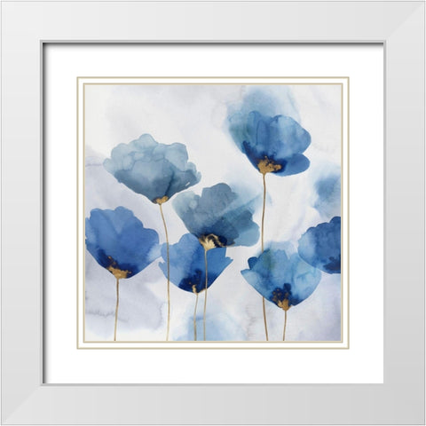 Pretty in Blue I White Modern Wood Framed Art Print with Double Matting by Isabelle Z