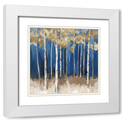 Midnight Indigo White Modern Wood Framed Art Print with Double Matting by Isabelle Z
