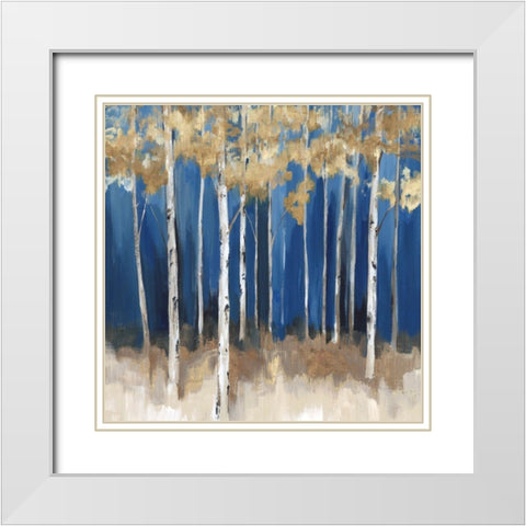 Midnight Indigo White Modern Wood Framed Art Print with Double Matting by Isabelle Z