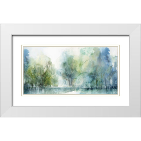 Blue Silence White Modern Wood Framed Art Print with Double Matting by Isabelle Z