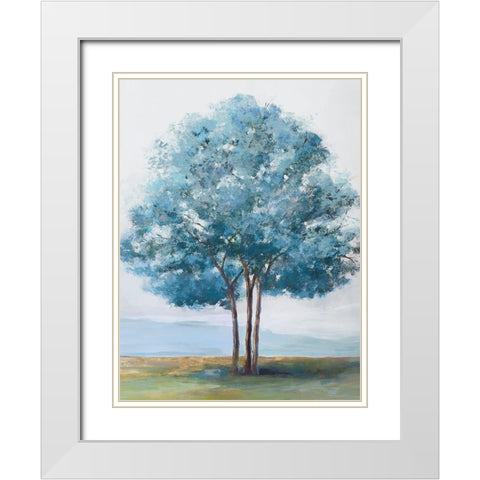 Blue Crown White Modern Wood Framed Art Print with Double Matting by Isabelle Z
