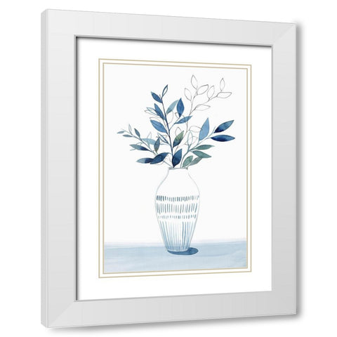 Indigo Bouquet II White Modern Wood Framed Art Print with Double Matting by Isabelle Z