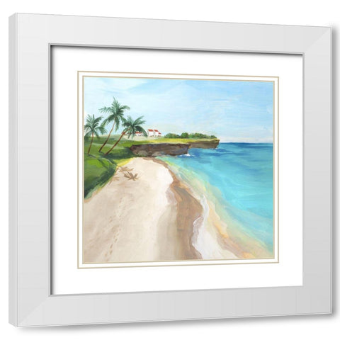 Summer Beach Walk  White Modern Wood Framed Art Print with Double Matting by Isabelle Z