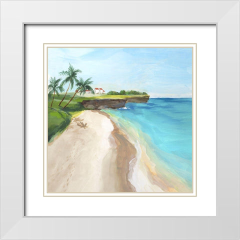 Summer Beach Walk  White Modern Wood Framed Art Print with Double Matting by Isabelle Z