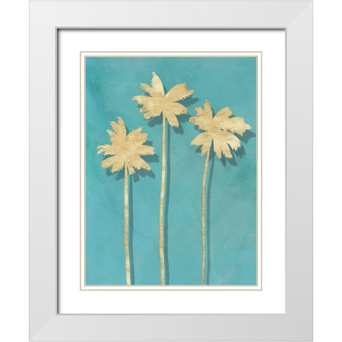 Golden Palm II White Modern Wood Framed Art Print with Double Matting by Isabelle Z