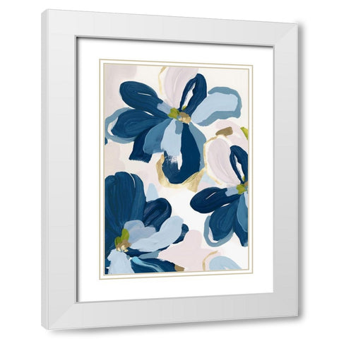 Cobalt Florals II White Modern Wood Framed Art Print with Double Matting by Isabelle Z