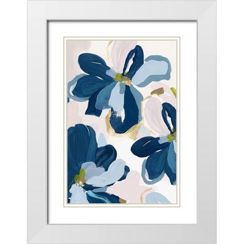 Cobalt Florals II White Modern Wood Framed Art Print with Double Matting by Isabelle Z