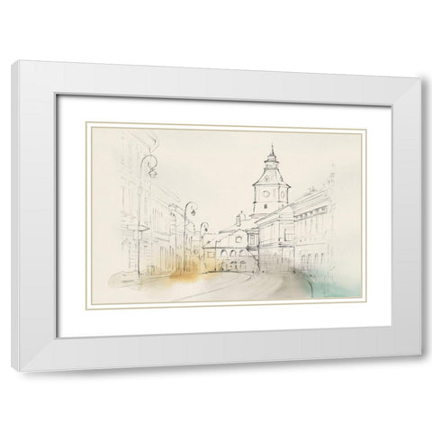 City Sketches II White Modern Wood Framed Art Print with Double Matting by Isabelle Z