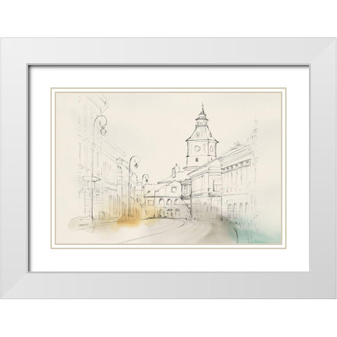 City Sketches II White Modern Wood Framed Art Print with Double Matting by Isabelle Z