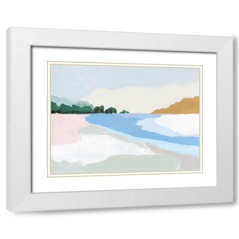 Soft Coastal II White Modern Wood Framed Art Print with Double Matting by Isabelle Z