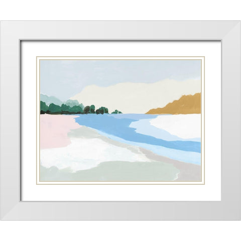 Soft Coastal II White Modern Wood Framed Art Print with Double Matting by Isabelle Z