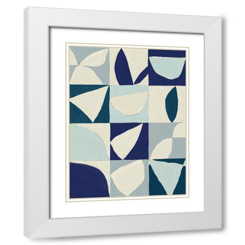 Yellow Mayan II Blue Version White Modern Wood Framed Art Print with Double Matting by Isabelle Z