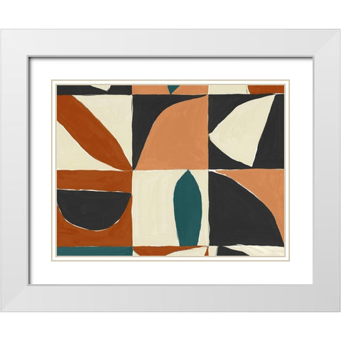Teal Mayan I  White Modern Wood Framed Art Print with Double Matting by Isabelle Z