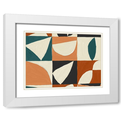 Teal Mayan II White Modern Wood Framed Art Print with Double Matting by Isabelle Z