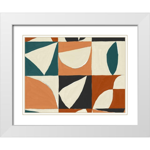 Teal Mayan II White Modern Wood Framed Art Print with Double Matting by Isabelle Z