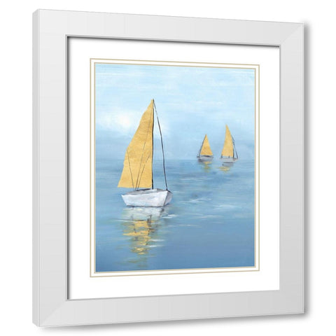Golden Sail I  White Modern Wood Framed Art Print with Double Matting by Isabelle Z
