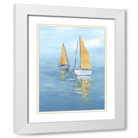 Golden Sail II White Modern Wood Framed Art Print with Double Matting by Isabelle Z
