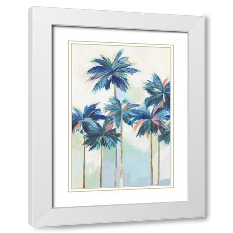 Sunset Teal Pams I  White Modern Wood Framed Art Print with Double Matting by Isabelle Z