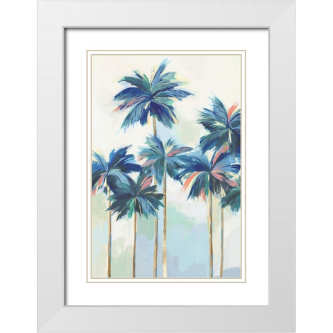 Sunset Teal Pams I  White Modern Wood Framed Art Print with Double Matting by Isabelle Z