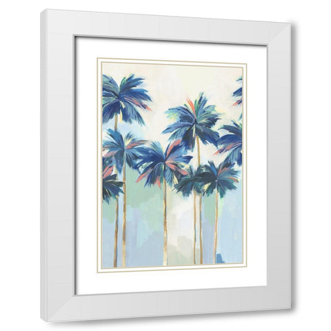 Sunset Teal Pams II White Modern Wood Framed Art Print with Double Matting by Isabelle Z
