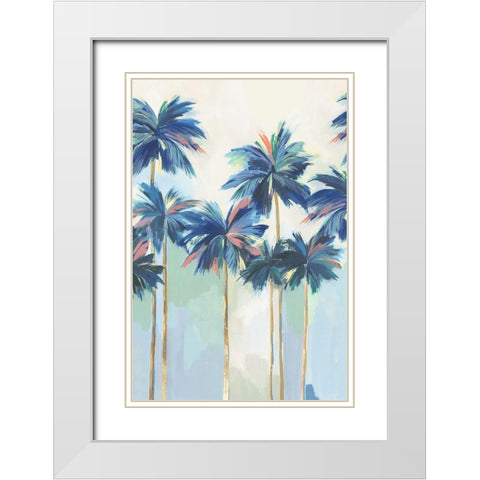 Sunset Teal Pams II White Modern Wood Framed Art Print with Double Matting by Isabelle Z