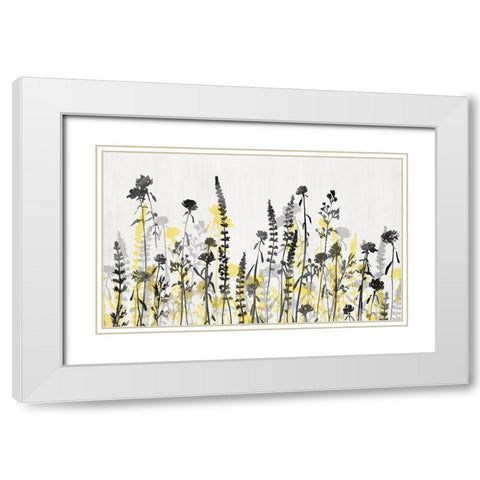 Wildflower Garden Yellow Version White Modern Wood Framed Art Print with Double Matting by Isabelle Z
