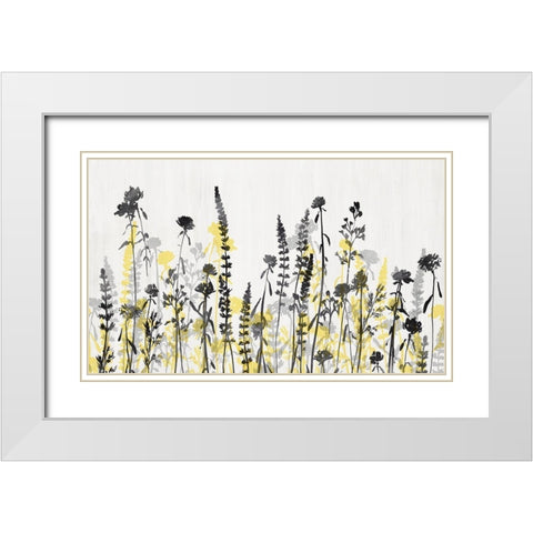 Wildflower Garden Yellow Version White Modern Wood Framed Art Print with Double Matting by Isabelle Z