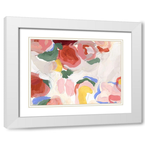 Pastel Flowers I White Modern Wood Framed Art Print with Double Matting by Isabelle Z