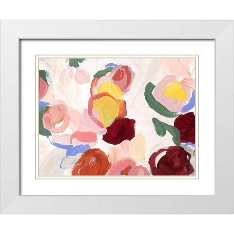 Pastel Flowers II White Modern Wood Framed Art Print with Double Matting by Isabelle Z