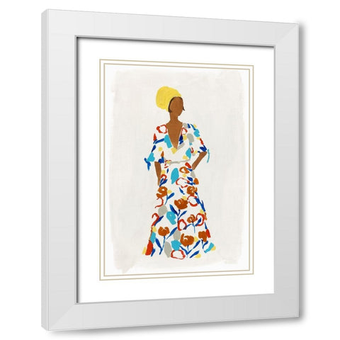 Floral Fashion II White Modern Wood Framed Art Print with Double Matting by Isabelle Z