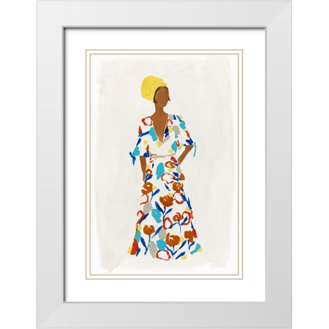 Floral Fashion II White Modern Wood Framed Art Print with Double Matting by Isabelle Z