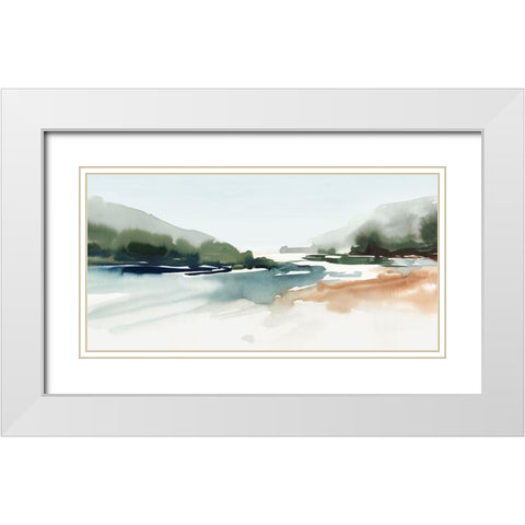 Harmonious Lake White Modern Wood Framed Art Print with Double Matting by Isabelle Z