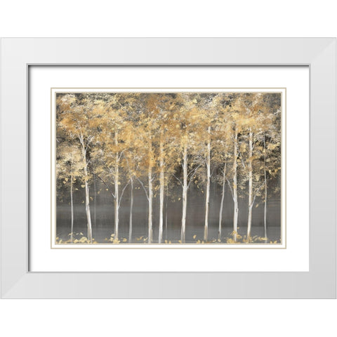 Golden Forest Light  White Modern Wood Framed Art Print with Double Matting by Isabelle Z