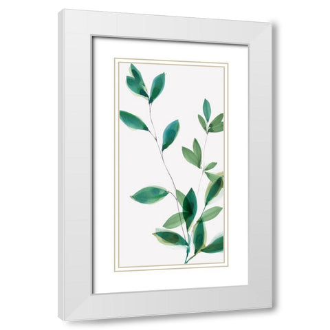 Growing Green I White Modern Wood Framed Art Print with Double Matting by Isabelle Z