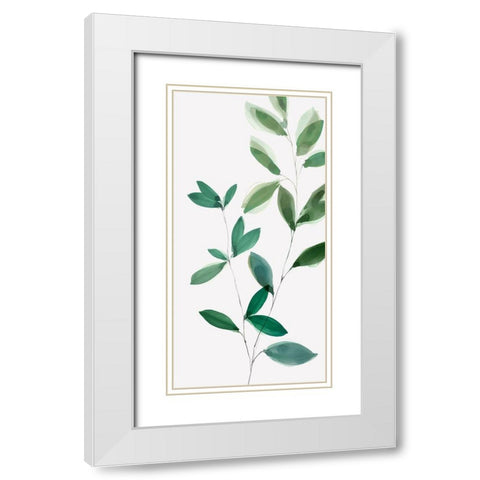 Growing Green II White Modern Wood Framed Art Print with Double Matting by Isabelle Z