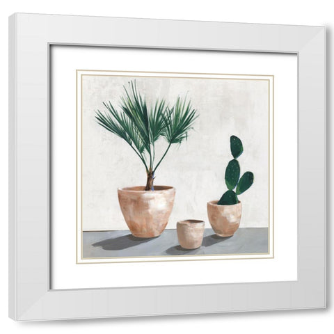 Tropical Vases  White Modern Wood Framed Art Print with Double Matting by Isabelle Z