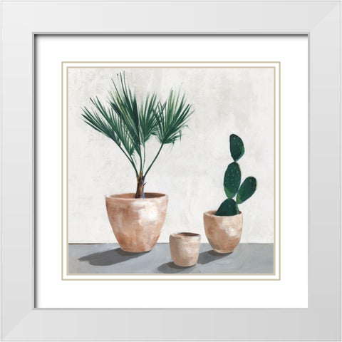 Tropical Vases  White Modern Wood Framed Art Print with Double Matting by Isabelle Z