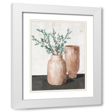 Blissful Vases  White Modern Wood Framed Art Print with Double Matting by Isabelle Z