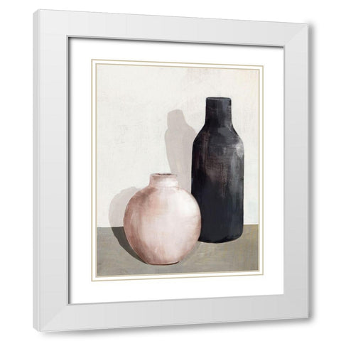 Vases I White Modern Wood Framed Art Print with Double Matting by Isabelle Z