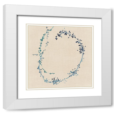 Indigo Vines II White Modern Wood Framed Art Print with Double Matting by Isabelle Z