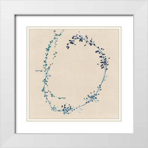 Indigo Vines II White Modern Wood Framed Art Print with Double Matting by Isabelle Z