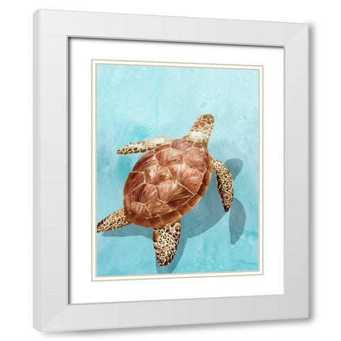 Ocean Deep Turtle I White Modern Wood Framed Art Print with Double Matting by Isabelle Z