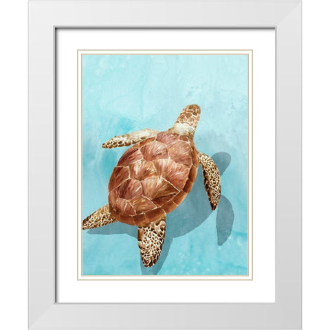 Ocean Deep Turtle I White Modern Wood Framed Art Print with Double Matting by Isabelle Z