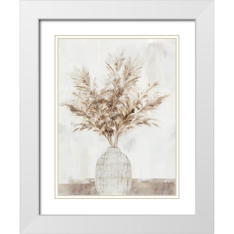 Pampas Vase II White Modern Wood Framed Art Print with Double Matting by Isabelle Z