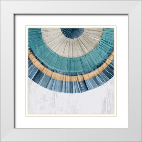 Arizona Fan II Blue Version White Modern Wood Framed Art Print with Double Matting by Isabelle Z