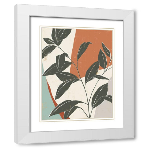 Cutout Leaves II White Modern Wood Framed Art Print with Double Matting by Isabelle Z