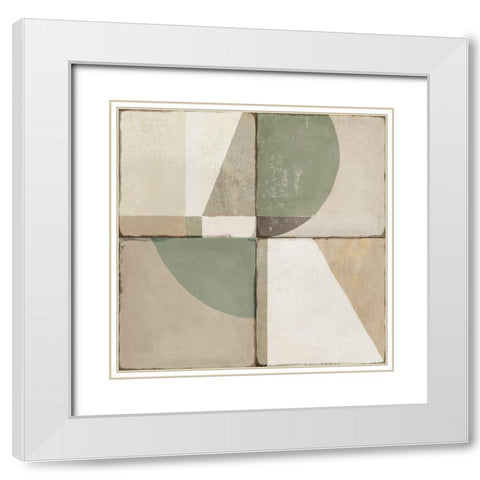 Green Tile I  White Modern Wood Framed Art Print with Double Matting by Isabelle Z