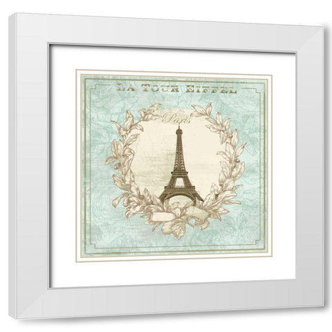 Tour De Eiffel White Modern Wood Framed Art Print with Double Matting by Fischer, Davud